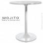 Table pour terrasse MOJITO, piétement tulipe ou trompette aluminium peint, plateau résine couleur.|Table|100chaises