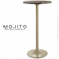 Table ronde mange debout MOJITO, piétement tulipe ou trompette aluminium peint, plateau résine couleur.|Table|100chaises