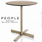 Table ronde design PEOPLE, pied colonne centrale acier peint sur 4 branches, plateau type Compact HPL couleur.|Table|100chaises