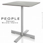 Table carrée design PEOPLE, pied colonne centrale acier peint sur 4 branches, plateau type Compact HPL couleur.|Table|100chaises