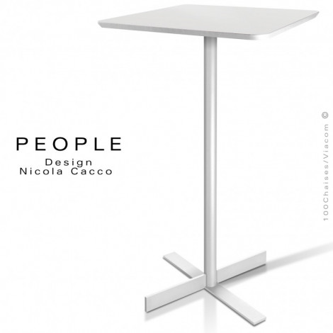 Table mange-debout ronde ou carrée PEOPLE, pour CHR, snack, pied colonne centrale peint, plateau MDF peint.|Table|100chaises