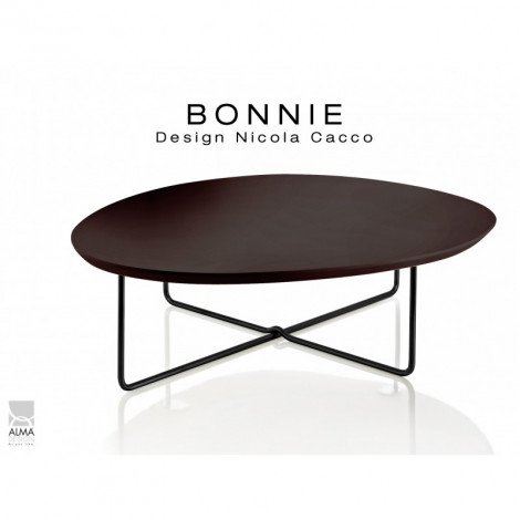 Table basse de salon BONNIE, piètement en tube d'acier type luge, plateau de forme organique peint.|Table|100chaises Table basse de salon BONNIE, piètement en tube d'acier type luge, plateau de forme organique peint.|Table|100chaises