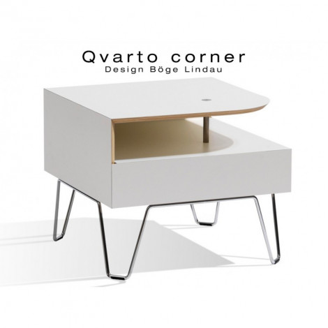 Table basse modulable design QVARTO caisson bois stratifié blanc, piétement fantaisie chromé|Table|100chaises Table basse modulable design QVARTO caisson bois stratifié blanc, piétement fantaisie chromé|Table|100chaises