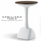 Table mange-debout design ARMILLARIA, piétement d'aspect organique plastique couleur, plateau rond plastique ou bois naturel.|Table|100chaises