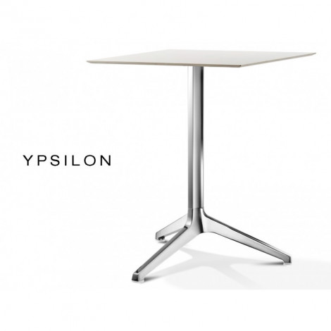 Tables design carrée YPSILON, piétement fonte d'aluminum anodisé ou poli, plateau compact pour extérieur - Lot de 3 pièces.|Table|100chaises