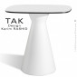Table design TAK, pour extérieur, terrasse, C.H.R., piétement plastique colonne conique couleur, plateau compact rond ou carré.|Table|100chaises