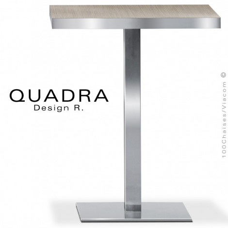 Table restauration carrée QUADRA, piétement colonne centrale inox ou chromé brillant, plateau stratifié chant inox ou chromé.|Table|100chaises