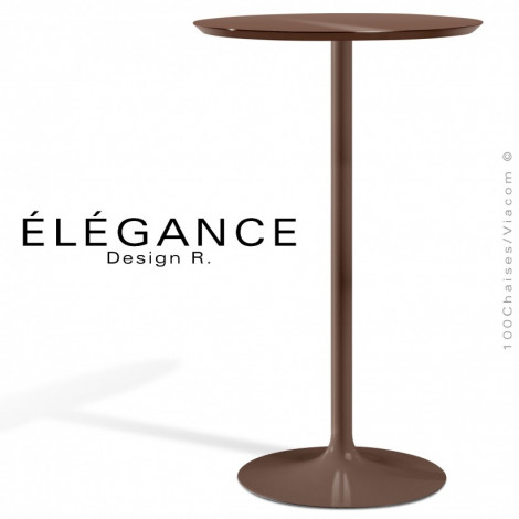 Table mange-debout pour café, bistro, snack ÉLÉGANCE, piétement type trompette ou tulipe en acier tourné, plateau bois peint.|Table|100chaises