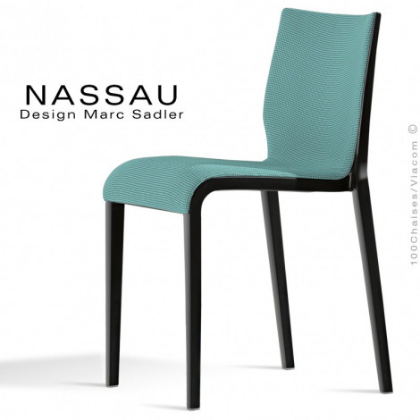 Chaise design NASSAU, pour CHR, snack, structure plastique monobloc couleur, assise habillage tissu - Lot de 2 pièces.|Chaise|100chaises