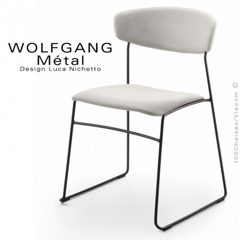 Chaise WOLFGANG Métal, piétement peint, assise et dossier garnis, habillage tissu|Chaise|100chaises Chaise WOLFGANG Métal, piétement peint, assise et dossier garnis, habillage tissu|Chaise|100chaises