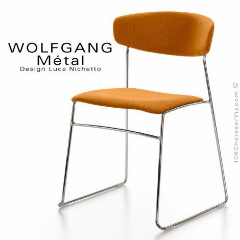 Chaise WOLFGANG Métal, piétement chromé, assise et dossier garnis habillage tissu|Chaise|100chaises Chaise WOLFGANG Métal, piétement chromé, assise et dossier garnis habillage tissu|Chaise|100chaises