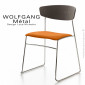 Chaise WOLFGANG Métal, piétement chromé, assise garnie habillage tissu, dossier chêne massif naturel|Chaise|100chaises Chaise WOLFGANG Métal, piétement chromé, assise garnie habillage tissu, dossier chêne massif naturel|Chaise|100chaises