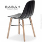 Chaise repas design BABAH, pieds bois massif de hêtre vernis, structure peint, assise coque plastique couleur, dossier nervuré.|Chaise|100chaises