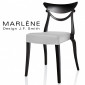 Chaise design MARLÈNE structure plastique opaque couleur d'aspect brillant, avec coussin d'assise cuir - Lot de 4 pièces.|Chaise|100chaises