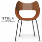 Chaise design STELA, assise et dossier coque hêtre vernis, assise garnie habillage Alcantara, piétement acier peint ou chromé.|Chaise|100chaises