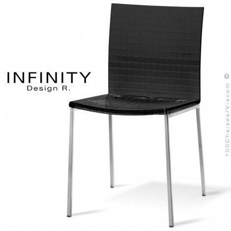 Chaise design INFINITY, assise coque acrylique opaque couleur, piétement acier peint ou chromé brillant - Lot de 2 pièces.|Chaise|100chaises Chaise design INFINITY, assise coque acrylique opaque couleur, piétement acier peint ou chromé brillant - Lot de 2 pièces.|Chaise|100chaises