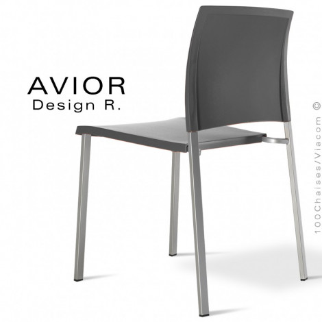 Chaise pour extérieur AVIOR, piétement acier peint, assise et dossier coque plastique couleur.|Chaise|100chaises