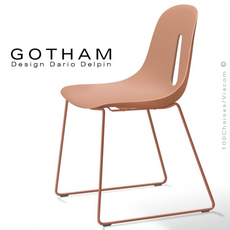 Chaise design GOTHAM-SL, piétement type luge acier peint ou chromé, assise coque plastique couleur.|Chaise|100chaises Chaise design GOTHAM-SL, piétement type luge acier peint ou chromé, assise coque plastique couleur.|Chaise|100chaises