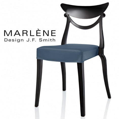 Chaise design MARLÈNE structure plastique couleur d'aspect opaque brillant, avec coussin d'assise tissu tissé - Lot de 4 pièces.|Chaise|100chaises