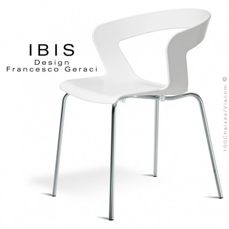 Chaise design IBIS assise coque plastique couleur avec coussin feutre, piétement 4 pieds acier peint ou chromé brillant.|Chaise|100chaises