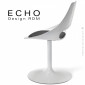 Chaise design pivotante ECHO, piétement colonne centrale type tulipe peint ou chromé, assise coque couleur avec coussin.|Chaise|100chaises