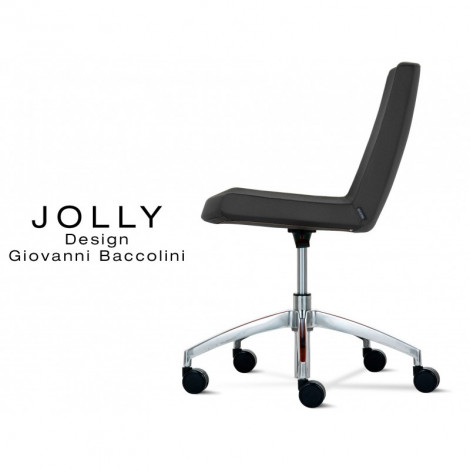 Chaise de bureau roulette confort JOLLY base aluminium, assise et dossier garnis, habillage tissu|Chaise|100chaises Chaise de bureau roulette confort JOLLY base aluminium, assise et dossier garnis, habillage tissu|Chaise|100chaises