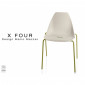 Chaise coque plastique pour terrasse X-FOUR piétement 4 pieds peint vert militaire - Lot de 4 chaises|Chaise|100chaises Chaise coque plastique pour terrasse X-FOUR piétement 4 pieds peint vert militaire - Lot de 4 chaises|Chaise|100chaises