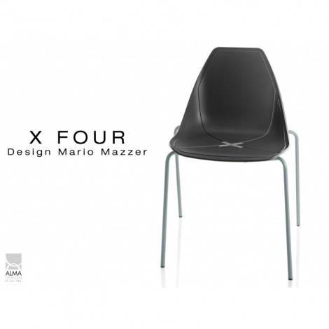 Chaise coque plastique pour terrasse X-FOUR piétement 4 pieds peint gris aluminium - Lot de 4 chaises|Chaise|100chaises Chaise coque plastique pour terrasse X-FOUR piétement 4 pieds peint gris aluminium - Lot de 4 chaises|Chaise|100chaises
