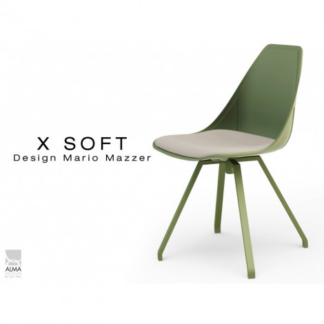 Chaise de bureau pivotante X-SOFT VERT assise coque avec coussin, piétement peint vert - Lot de 2 chaises|Chaise|100chaises Chaise de bureau pivotante X-SOFT VERT assise coque avec coussin, piétement peint vert - Lot de 2 chaises|Chaise|100chaises