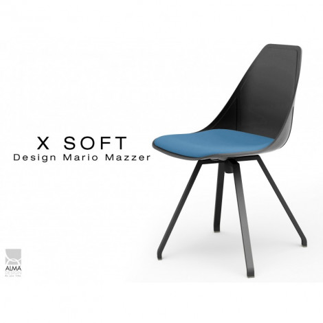 Chaise de bureau pivotante X-SOFT BLACK assise coque avec coussin, piétement peint noir - Lot de 2 chaises|Chaise|100chaises Chaise de bureau pivotante X-SOFT BLACK assise coque avec coussin, piétement peint noir - Lot de 2 chaises|Chaise|100chaises
