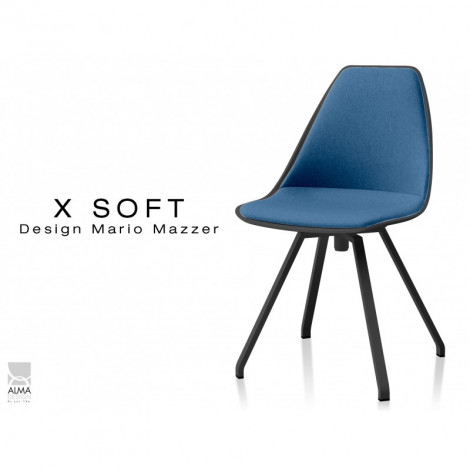 Chaise de bureau pivotante X-SOFT BLACK assise et dossier coque garnis, habillage tissu - Lot de 2 chaises|Chaise|100chaises Chaise de bureau pivotante X-SOFT BLACK assise et dossier coque garnis, habillage tissu - Lot de 2 chaises|Chaise|100chaises
