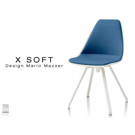 Chaise de bureau pivotante X-SOFT WHITE assise et dossier coque garnis, habillage tissu - Lot de 2 chaises|Chaise|100chaises Chaise de bureau pivotante X-SOFT WHITE assise et dossier coque garnis, habillage tissu - Lot de 2 chaises|Chaise|100chaises