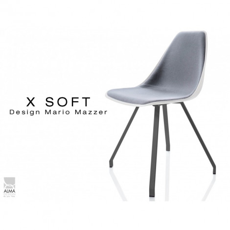 Chaise de bureau X-SOFT assise garnie, habillage tissu, piétement acier peint couleur - Lot de 4 chaises|Chaise|100chaises Chaise de bureau X-SOFT assise garnie, habillage tissu, piétement acier peint couleur - Lot de 4 chaises|Chaise|100chaises