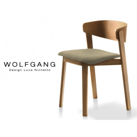 Chaise design bois WOLFGANG structure chêne vernis noyer, assise garnie habillage tissu|Chaise|100chaises Chaise design bois WOLFGANG structure chêne vernis noyer, assise garnie habillage tissu|Chaise|100chaises