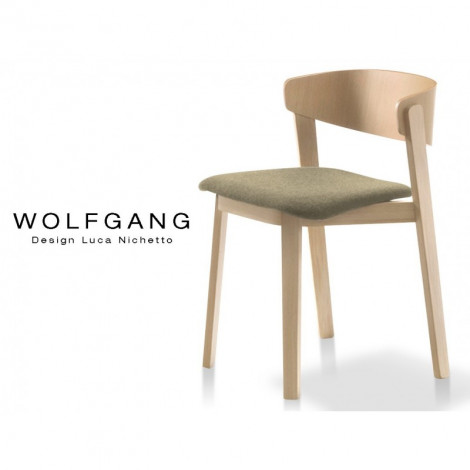Chaise design bois WOLFGANG structure chêne naturel assise garnie habillage tissu|Chaise|100chaises Chaise design bois WOLFGANG structure chêne naturel assise garnie habillage tissu|Chaise|100chaises