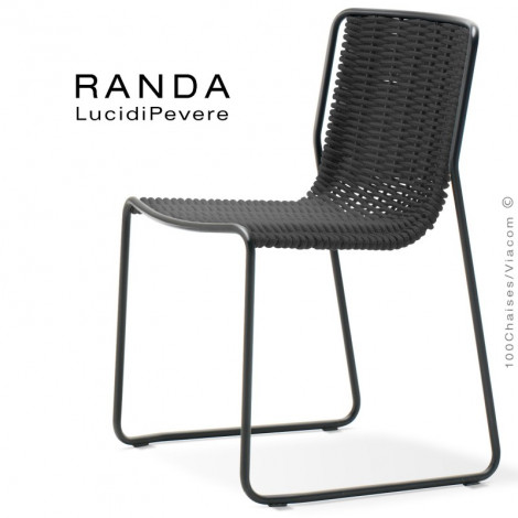 Chaise RANDA, structure acier peint, assise et dossier tressage corde unie.|Chaise|100chaises