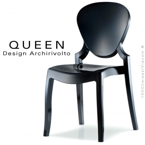 Chaise plastique transparente design QUEEN, structure monobloc polycarbonate couleur - Lot de 4 pièces.|Chaise|100chaises