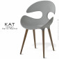 Chaise design KAT, assise coque plastique couleur, piétement bois de hêtre massif conique vernis.|Chaise|100chaises