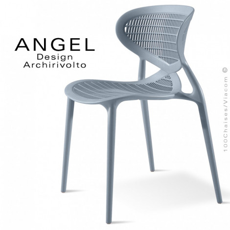 Chaise design ANGEL, pour terrasse et extérieur, assise et dossier ajourés, structure plastique couleur.|Chaise|100chaises