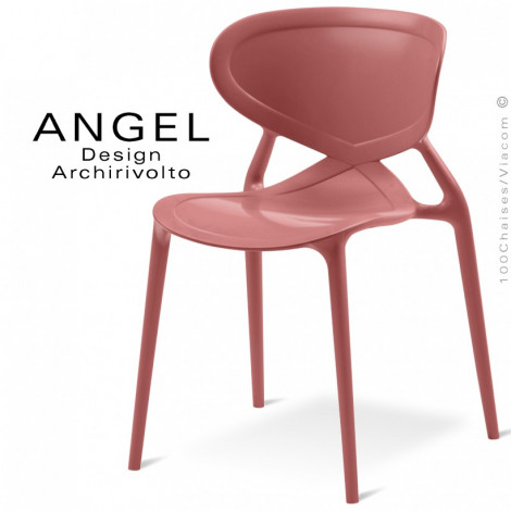 Chaise design ANGEL, pour terrasse de café et extérieur, assise et dossier pleins, structure plastique couleur.|Chaise|100chaises