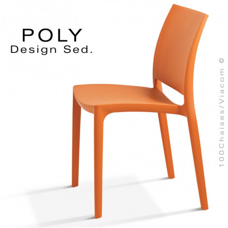 Chaise design POLY, pour terrasse de café et extérieur, structure plastique monobloc couleur, empilable - Lot de 6 pièces.|Chaise|100chaises