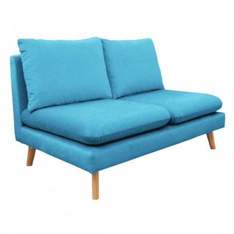 Chauffeuse 2 places pour canapé modulable en velours bleu - LASSIE|Canape|Meuble et moi
