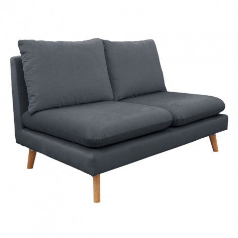 Chauffeuse 2 places pour canapé modulable velours gris foncé - LASSIE|Canape|Meuble et moi