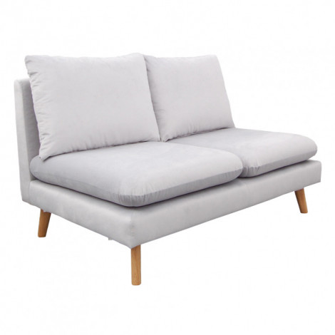 Chauffeuse 2 places pour canapé modulable velours gris clair - LASSIE|Canape|Meuble et moi