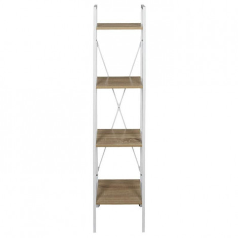 Étagère Déco 4 Niveaux "Bois & Métal" 148cm Blanc|Bibliothèque|Paris Prix