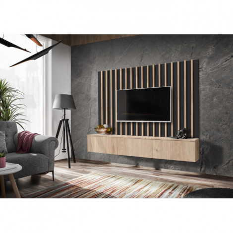 Ensemble Meuble TV "Verti" 180cm Naturel & Noir|Meuble TV|Paris Prix