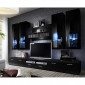 Meuble TV Mural Design "Lyra" 300cm Noir|Meuble TV|Paris Prix