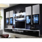 Meuble TV Mural Design "Lyra" 300cm Noir & Blanc|Meuble TV|Paris Prix