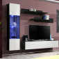 Meuble TV Mural Design "Fly III" 210cm Blanc & Noir|Meuble TV|Paris Prix