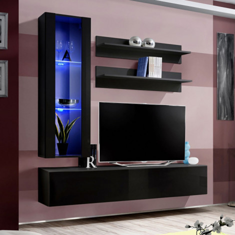 Meuble TV Mural Design "Fly II" 170cm Noir|Meuble TV|Paris Prix
